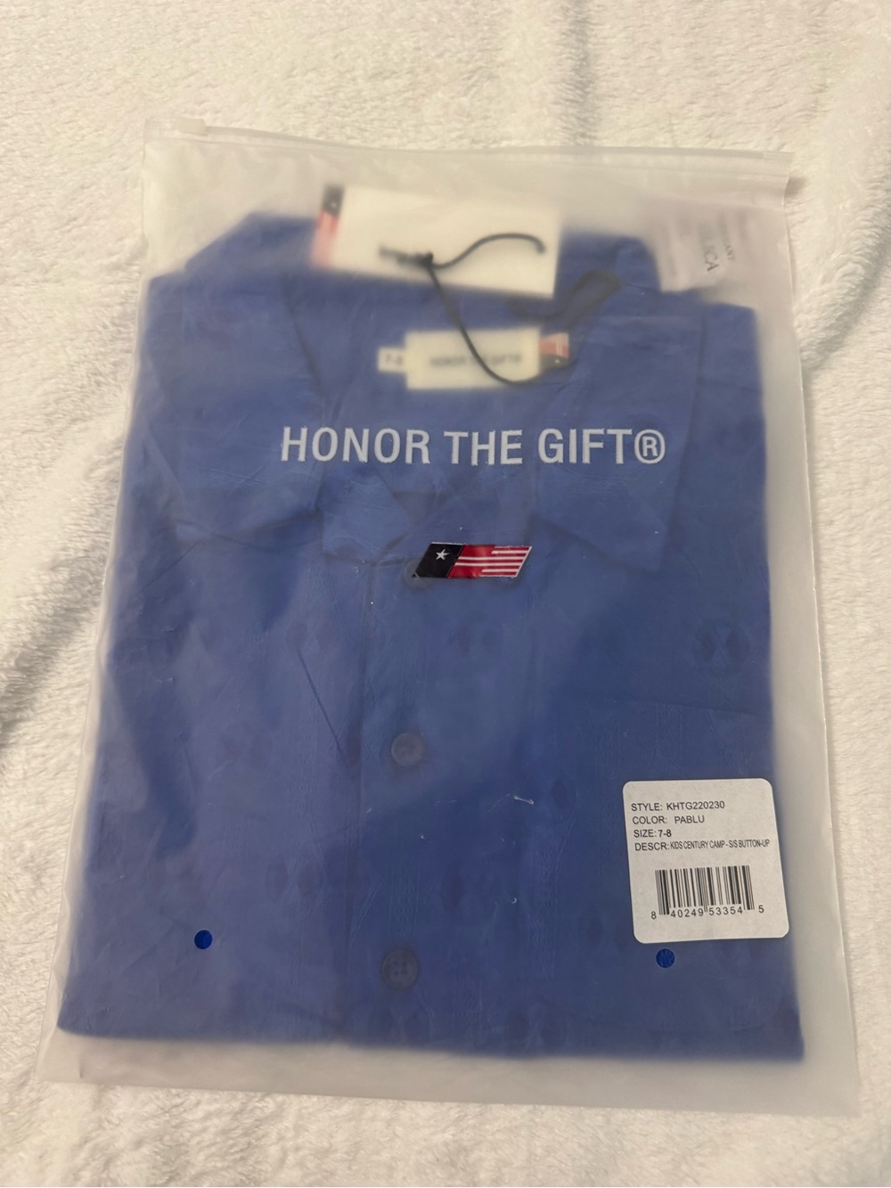 Honor the Gift Boys Kids Century Camp Blue Button Up Shirt Size 7-8 - Picture 7 of 8
